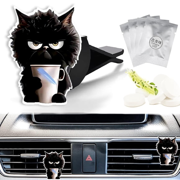 Ambientador para coche con clip Lynzetqy, bonito aroma a gato negro
