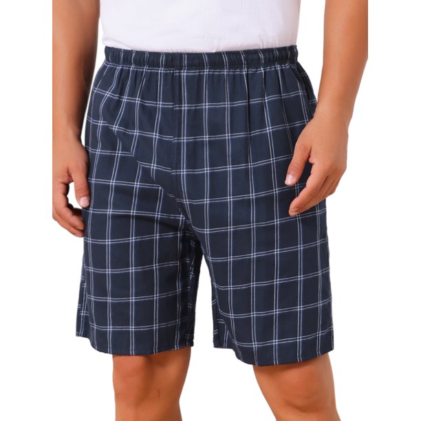 INSPIRE CHIC Pantalones Cortos de Pijama de Verano para Hombre con Cintura Elástica y Diseño a Cuadros 34 Azul Oscuro