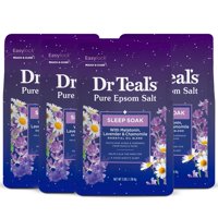 Dr Teal'S - Remojo Para Dormir Con Melatonina Epsom Salt Dr. Teal'S, 1,36 Kg (Paquete De 4)