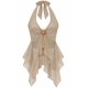 thumbnail image 2 of Blusa Top Mujer Transparente Asimétrico Con Aplique Verano beige Talla Única, 2 of 3