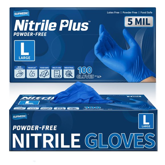 Guantes de Nitrilo Supmedic L Azul 100 unidades sin polvo