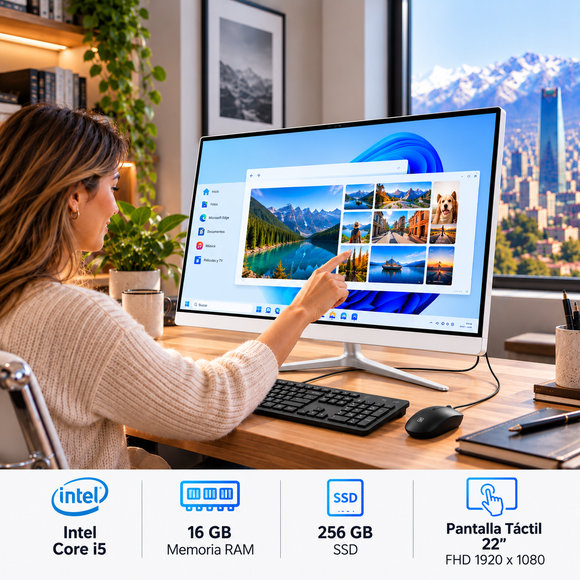 All In One PC Intel I5 16GB 256GB SSD Pantalla Táctil 22'' FHD 1080p