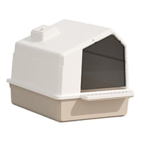 Magideal - Caja De Arena Portátil Para Gatos, Caja De Arena Para Inodoro, Baño Cerrado Con Tapa, Bandeja De Arena Para Mascotas Grande Para Cachorro, Conejo Y , Marrón