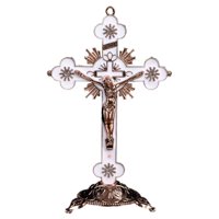 Magideal - Crucifijo Y Estatuilla De Soporte, Esculturas De Cristiana Para Capilla, Decoración Para Hogar, Regalos Religiosos Coleccionables , Blanco
