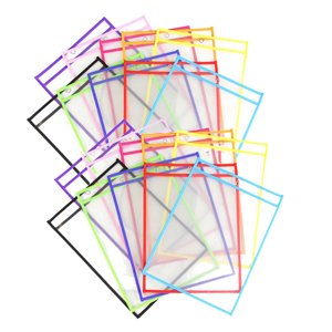 Magideal - 20 Fundas De Bolsillo De Borrado En , Transparentes, De 10 X 14 Pulgadas, Para Útiles Escolares De Profesores, Protectores De Papel Reutilizables.