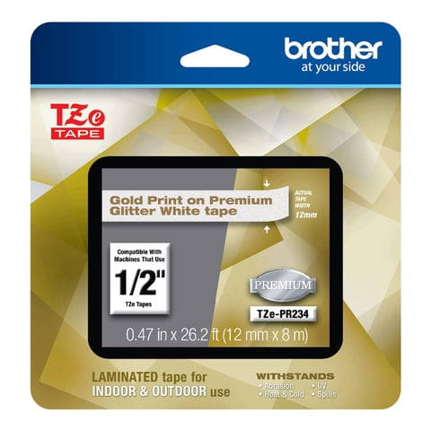 Cinta Adhesiva Brother P-Touch Tze-Pr234, Impresión Dorada, 12 Mm X 8 M