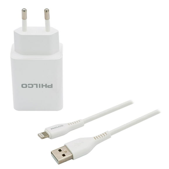 Cargador De Pared 2 USB Cable Lightning Blanco R1090