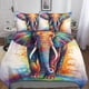 thumbnail image 1 of Funda nórdica de elefante con diseño 3D, suave, cómoda, transpirable, con estampado creativo, funda de edredón para niñas y niños, incluye almohada, 3 piezas., 1 of 3