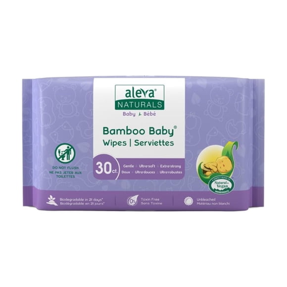 Toallitas húmedas para bebé Aleva Naturals Bamboo 30 unidades 17 x 20 cm