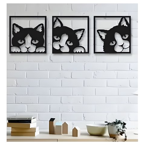 Genérico - Cuadros Gato De La Suerte Pack 3