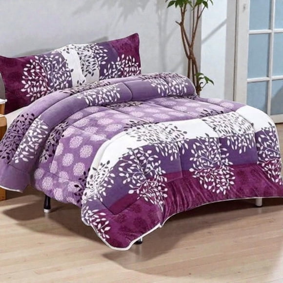Plumon De Invierno Plush Liso Con Chiporro De 2 Plazas + 2 Fundas Para Almohada CIPI2P-42