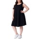 thumbnail image 4 of Vestido de verano sin mangas con cuello redondo y bolsillos para mujer de talla grande Agnes Orinda, 4X Negro, 4 of 5