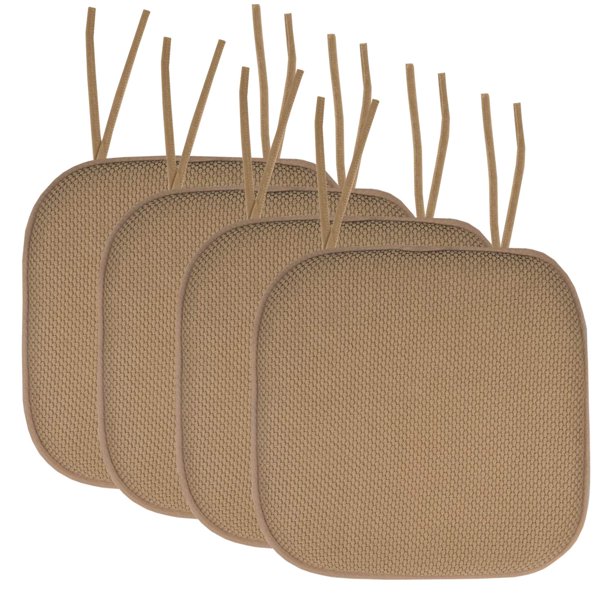 Cojín para silla Sweet Home Collection, espuma viscoelástica, paquete de 4 unidades, color topo
