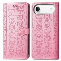 Funda Cartera Foxdock Para Iphone Air , Flip Pu Con Relieve De Gatos Y Perros, Tarjetero Y Soporte