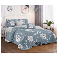 Genérico - Cubrecama Quilt Verano King - Azul Rosas Kfl608