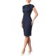 thumbnail image 4 of INSPIRE CHIC Vestido con Cuello de Cisne para Mujeres, Manga Corta, Vestido Ajustado de Trabajo con Cinturón XS Azul, 4 of 6