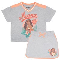 Conjunto Para Niñas De 2 Piezas Disney Moana Con Remera Estampada Y Falda Deportiva