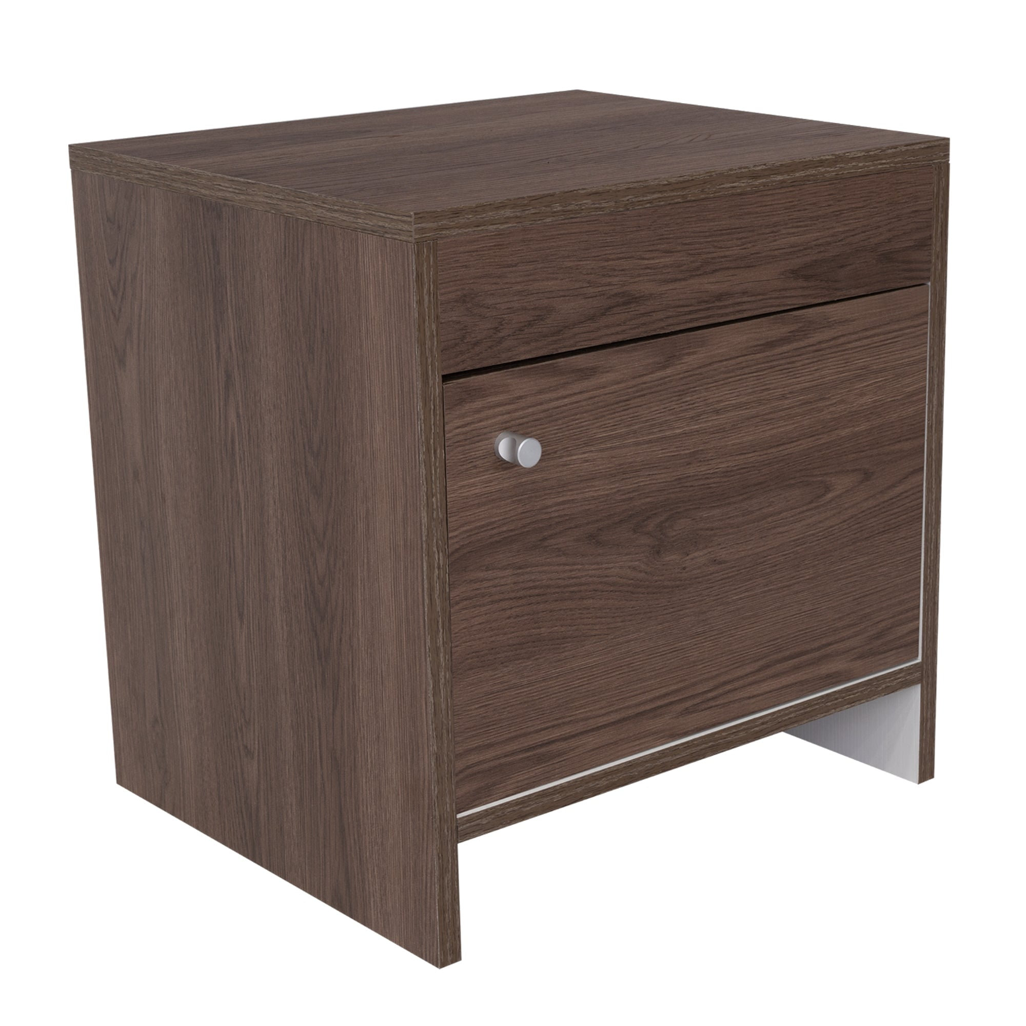 Fm Furniture - Velador 1 Puerta 41,6x40x35 Cm Café Oscuro