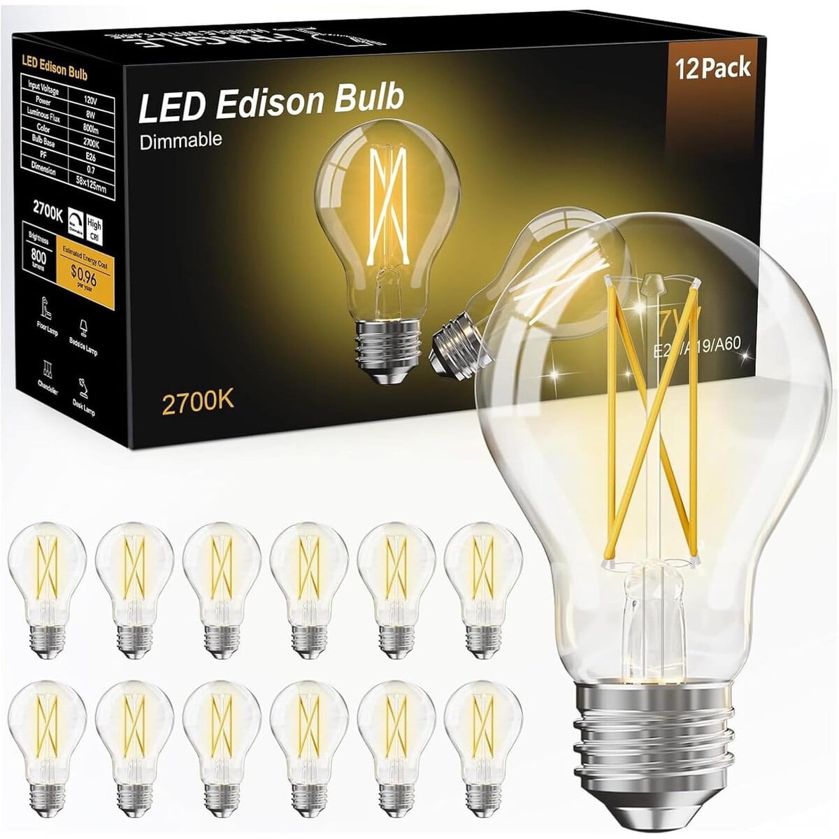 Ampolleta Led Dalattin A19 E26 60w Regulable 2700k 12un