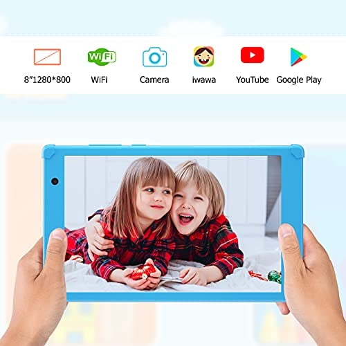 Tableta para niños 8 '' NITDLERS Tablet 2GB RAM 32GB Almacenamiento para niños Tableta con Wifi Bluetooth Games Kids Software Kids Patental Controltablet con estuche para niños (azul)