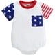 thumbnail image 1 of Mono de gimnasia para bebés y niños pequeños, con tirantes y estrellas, de manga corta, para el Día de la Independencia (blanco, 6-9 meses), 1 of 7