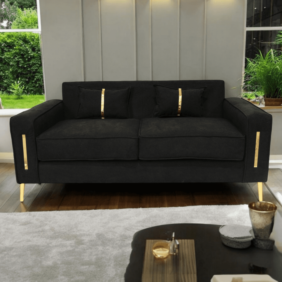 Muebles New - Sofa Paris Dos Cuerpos Negro Velvet