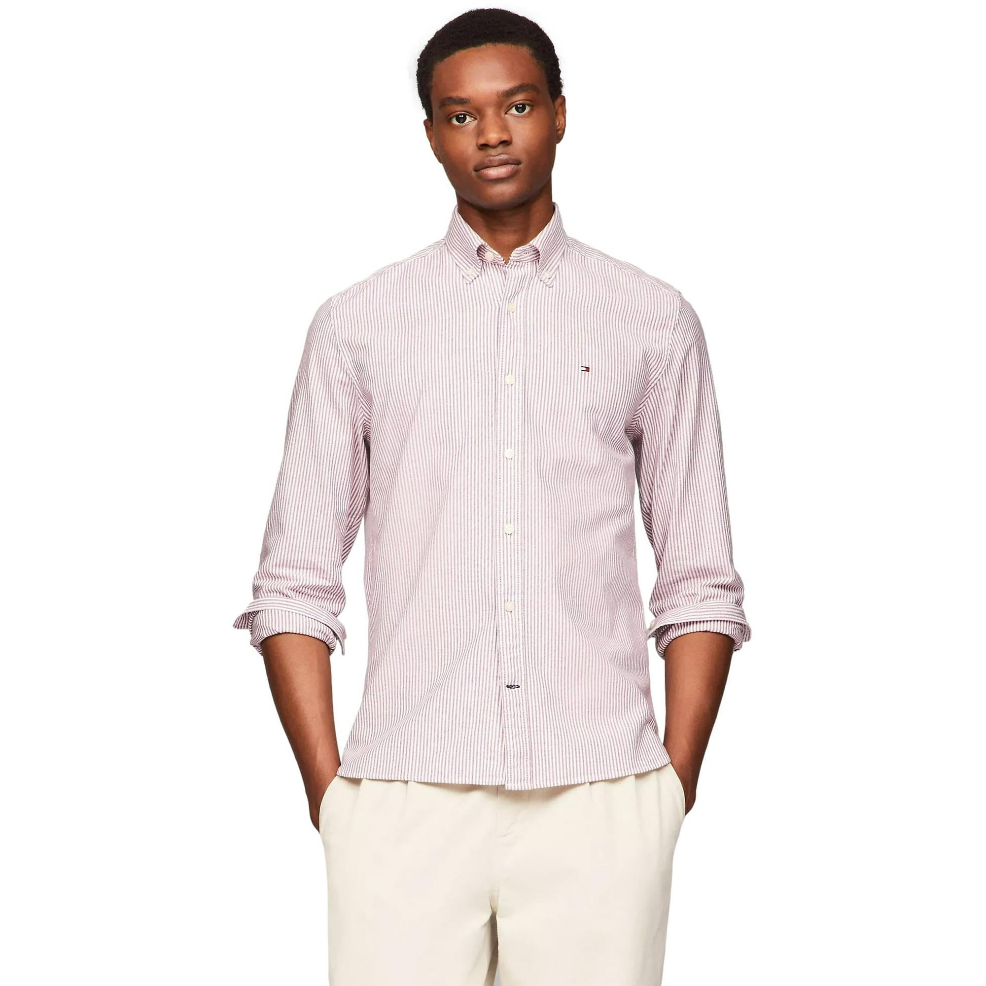 Camisa Tommy Hilfiger De Manga Larga De Popelina Con Botones Para Hombre