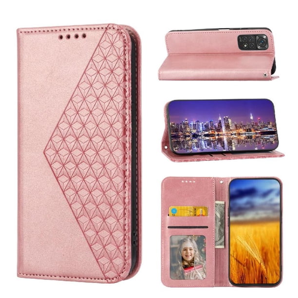Funda Flip FOXDOCK para Xiaomi Redmi Note 11 Pro 4G , Estilo Billetera con Diseño Rombo, Correa de Mano y Soporte, Uso Diario