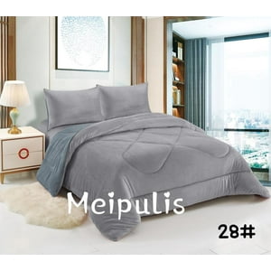 Aladdins Shop - Cobertor De Invierno De Plush Y Chiporro 1,5 Plaza Color Gris