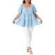 thumbnail image 2 of Agnes Orinda Blusas de Mujer Talla Grande para Escuela Colegio Pascua Tops Texturizados Cuello Cuadrado Manga Corta Flowy Swing Peplum Verano Casual Babydoll 3X Azul Claro, 2 of 6