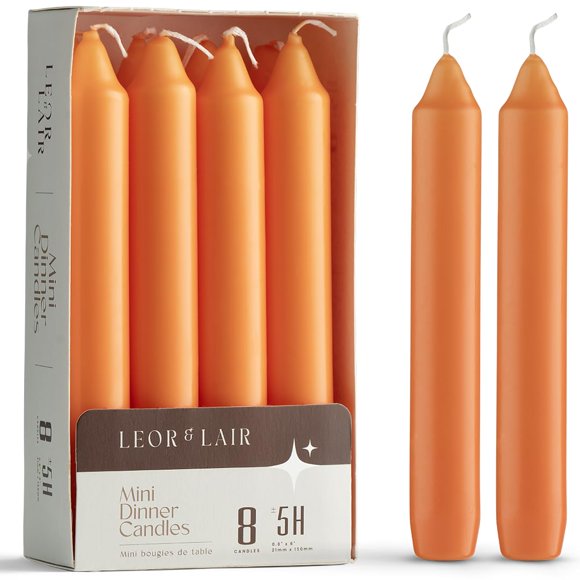 Velas tipo pilar Leor & Lair 15 cm Naranja - Pack de 8
