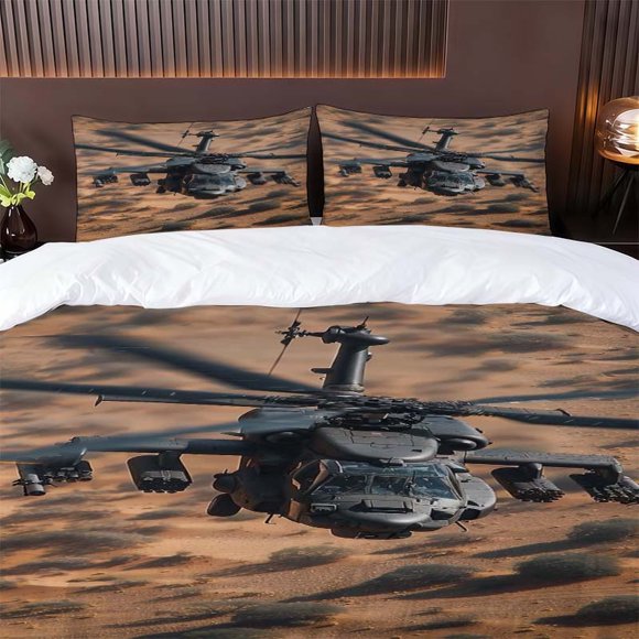 Apache Helicopter Gunship Themed Bedding Three-Piece Set Duvet Cover Pillowcase Set