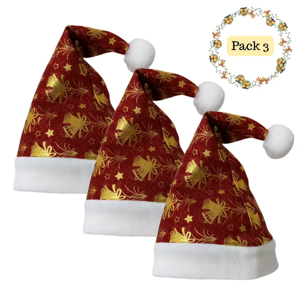 Pack 3 Gorros Viejo Pascuero Premium Navidad Festividad Diseños Varios