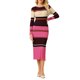 thumbnail image 2 of INSPIRE CHIC Vestido de Punto a Rayas para Mujer de Manga Larga Casual de Trabajo Ajustado L Fucsia, 2 of 5