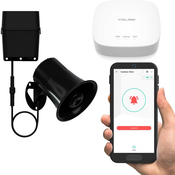 Controlador de Alarma YoLink 12VDC con Salida y Sirena de 110 dB, Concentrador Incluido