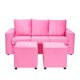 thumbnail image 1 of Living Kendy Sofa 3 Cuerpos + 2 Poufs Felpa Rosado, 1 of 6