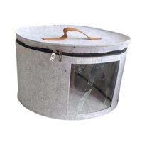 Bothyi - Caja Organizadora De Sombreros Portátil De Fieltro Redonda Para Sala De Estar, Ropa, Viajes, Gris Claro