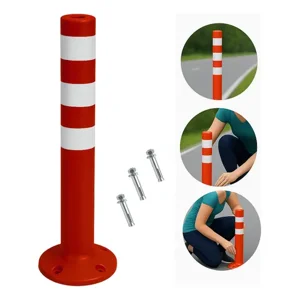 Linea Sport - Hito Vial Naranja De 75 Cm Con 3 Cintas Y Pernos Para Fijación