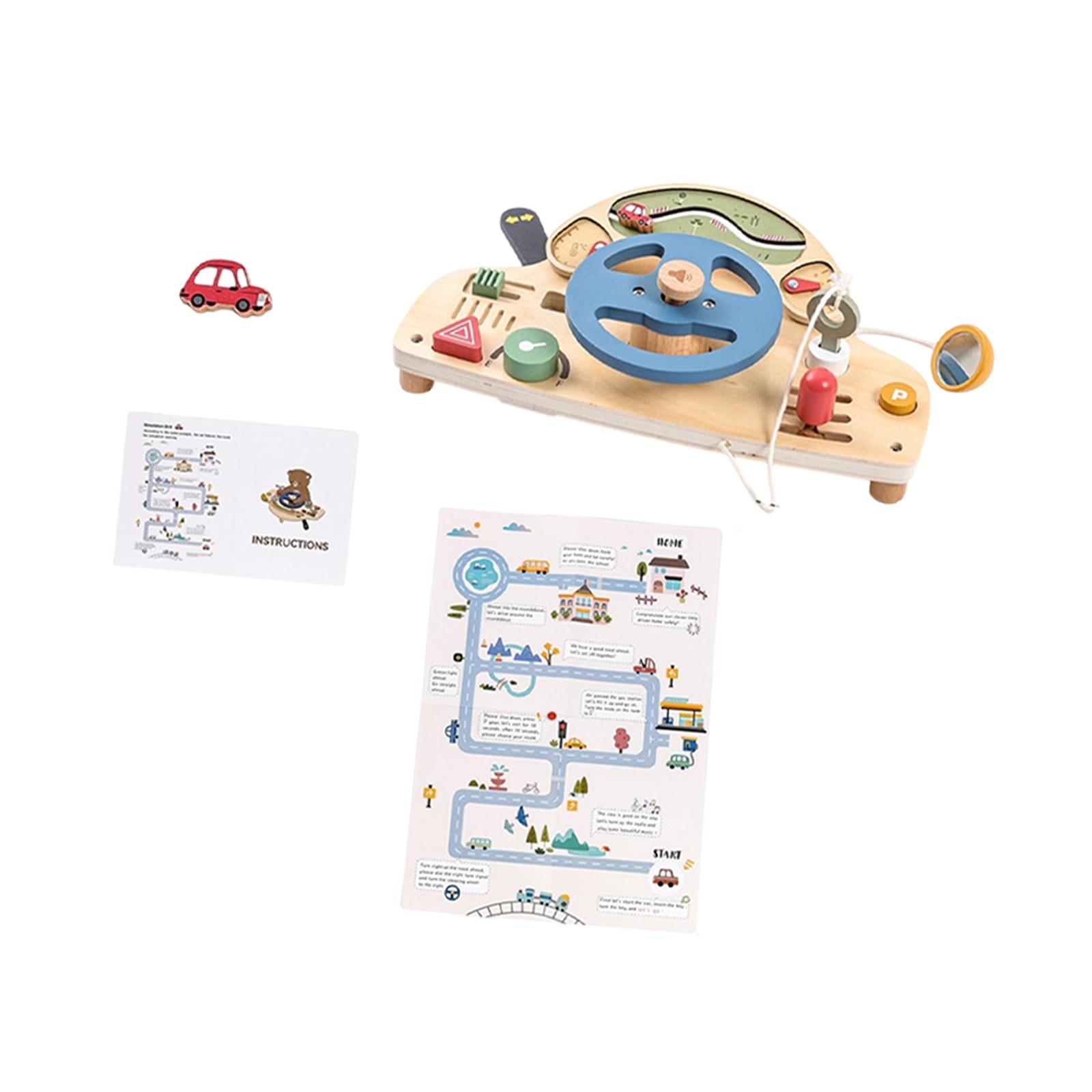 Magideal - Tablero De Actividades Montessori Con Volante, Juguete De Madera, Juguetes Sensoriales, Juguete De Simulación De Conducción Para Bebés, Niños, Niñas Y