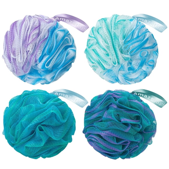 Juego de 4 estropajos exfoliantes para baño Loofah Sponge AmazerBath