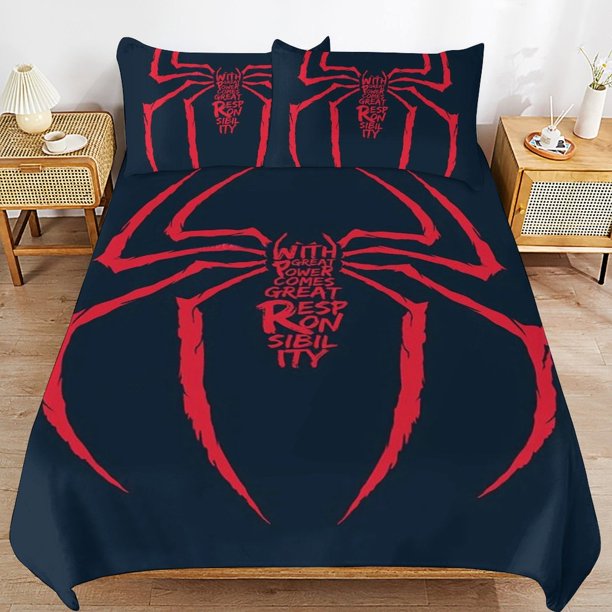 Spider-Man Bedding Sets Ultra Soft Skin-Friendly Duvet Cover 3 Piece, Cute Comforter Cover Bed Set for Boys Girls Kids
