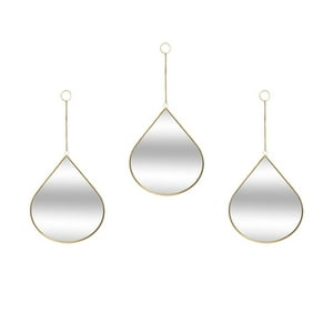Fliperex - Set 3 Espejos De Pared Para Colgar De Gota Marcos De Espejos Dorado