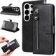 thumbnail image 1 of Funda tipo cartera para Samsung Galaxy S26 Ultra con bolsillo con cremallera y ranuras para tarjetas – Función de soporte Negro, 1 of 5