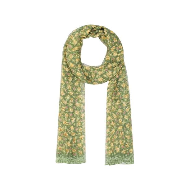 Bufanda Vintage Floral para Mujer, Pañuelo Retro de Seda Ligera para Protección Solar, Envoltura para la Cabeza para el Verano, Talla Única, Verde Militar