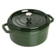 thumbnail image 1 of Hierro fundido Cocotte Staub, 4 litros, fabricado en Francia, con tapa verde albahaca, 1 of 9