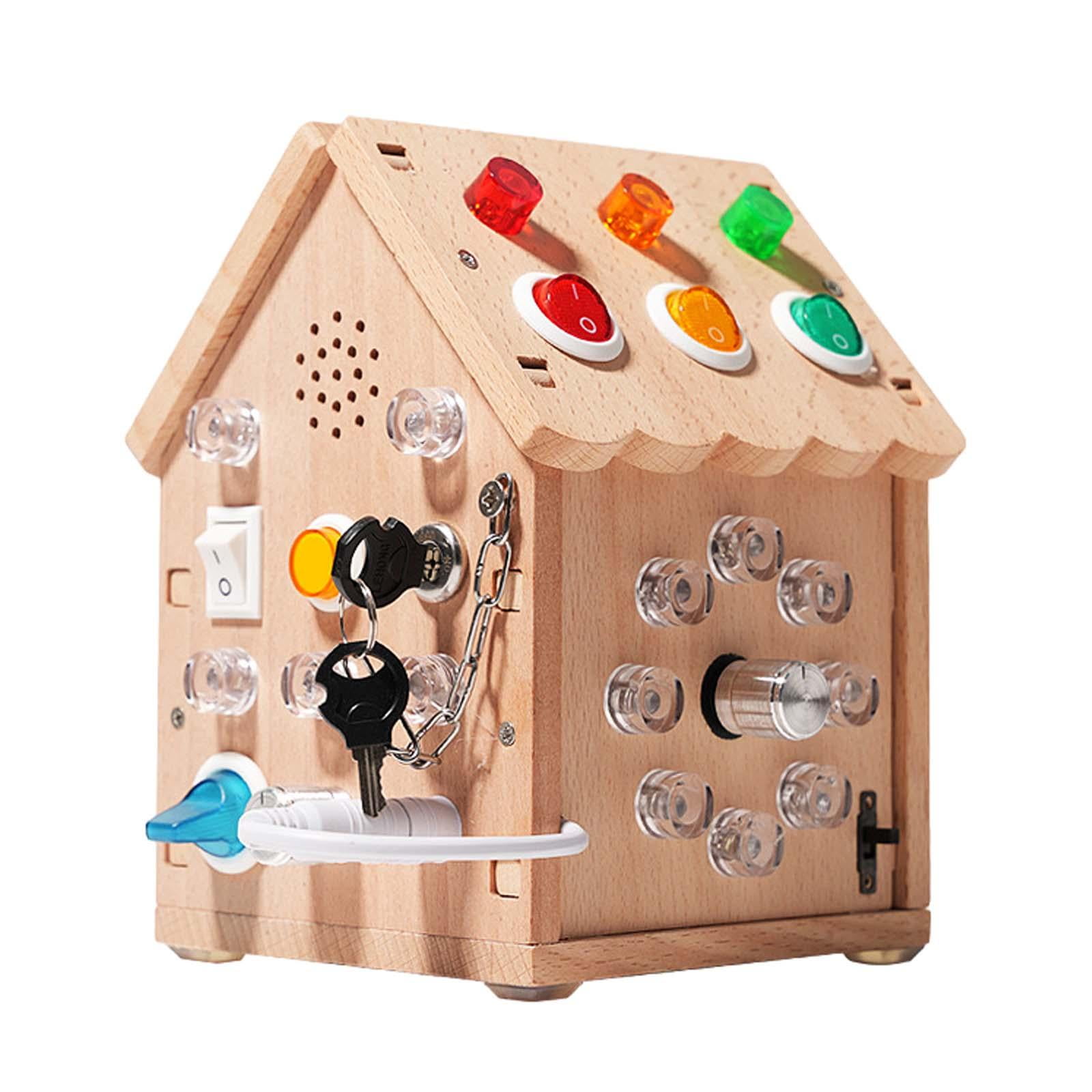 Bothyi - Interruptor De Luces De Casa De Madera, Juguetes De Tablero Ocupado Con Botones Para Niños A Partir De 3 Años