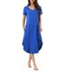 thumbnail image 1 of INSPIRE CHIC Camisón largo de manga corta con cuello en V para mujer, vestido de dormir suave con teñido anudado y bolsillos laterales para primavera verano 2XL azul real, 1 of 6