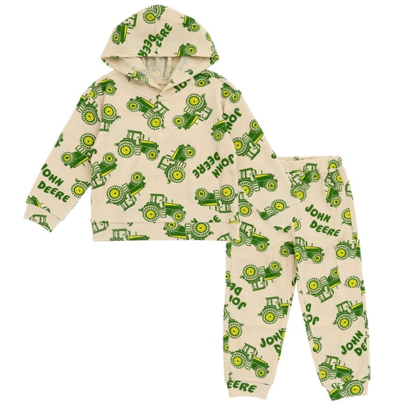 Conjunto de sudadera con capucha y punto gofrado para niños pequeños John Deere