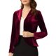 thumbnail image 4 of INSPIRE CHIC Blazer de Terciopelo con Solapa de Muesca y Manga Larga para Mujer L Burdeos, 4 of 6