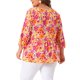 thumbnail image 4 of Agnes Orinda Blusas de Mujer Talla Grande Babydoll Cuello en V Mangas 3/4 de Linterna Camisas Florales Blusas Peplum 2X Naranja Rosa, 4 of 8